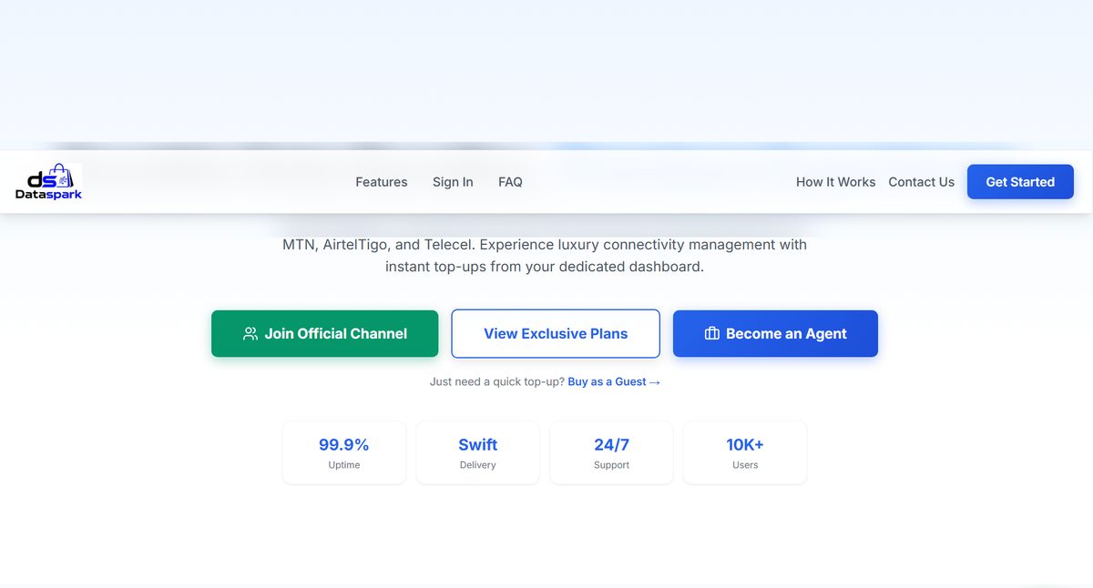 Dataspark homepage screenshot