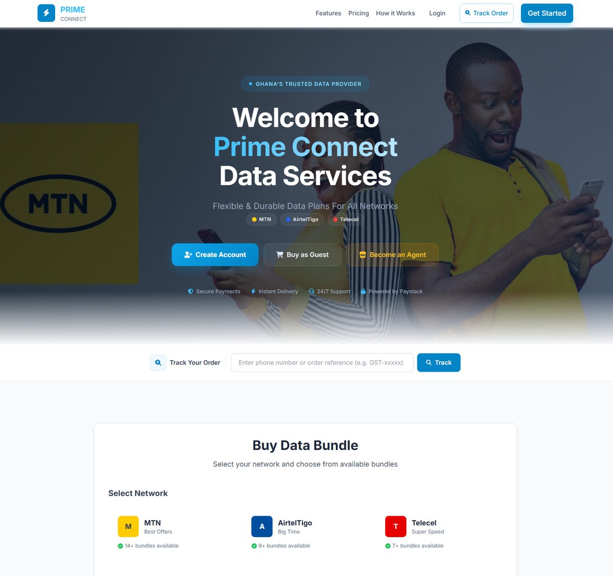 Prime Connect homepage screenshot